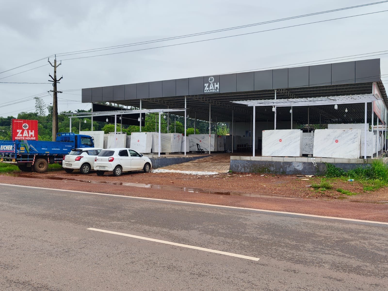 The ZAH Marble yard seen from the road at Seethangoli, Kasaragod